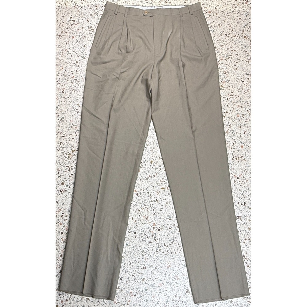 Zanella Jesse Men's 100% Wool Beige Dress Pants Made In Italy Size 35